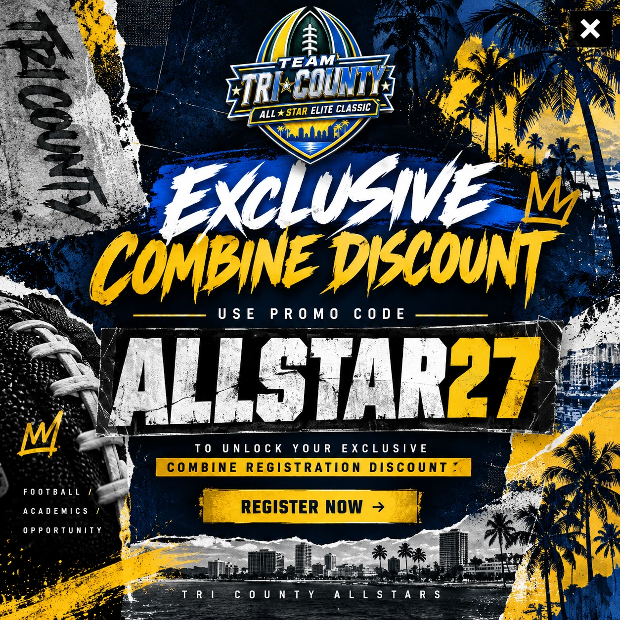 Tri County Allstars Combine promotion — use code ALLSTAR27